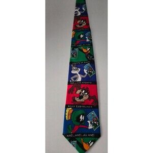 Vintage 1997 Warner Brothers Looney Tunes Stamp Collection Neck Tie